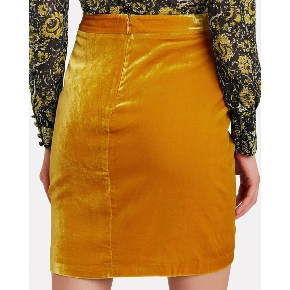 NWT VERONICA BEARD Marigold Silk Velvet Pleated High‎ Waist Wrap Pencil Skirt 4